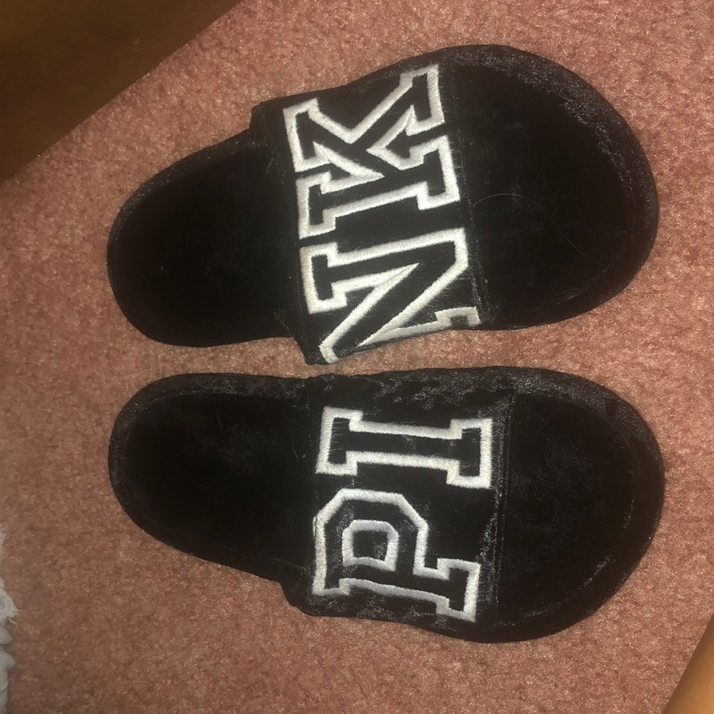 cute PINK black slides/slippers